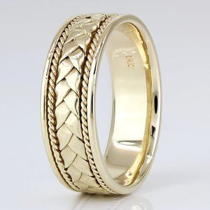 Men's 14k Yellow Gold Braided Style Eternity Wedding Band - Size 12.75